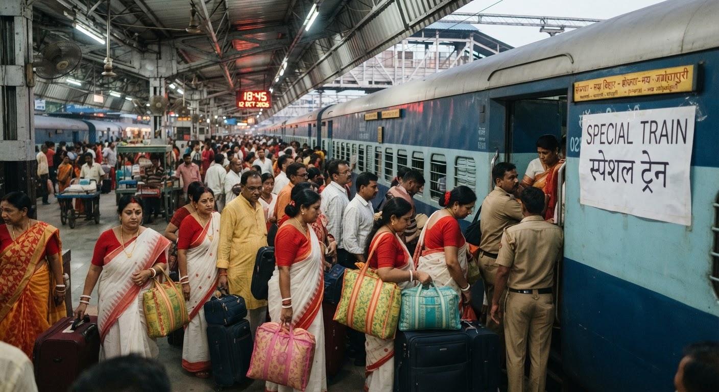 Festive Rush Alert: 102 Special Trains for Durga Puja, Diwali & Chhath Puja!