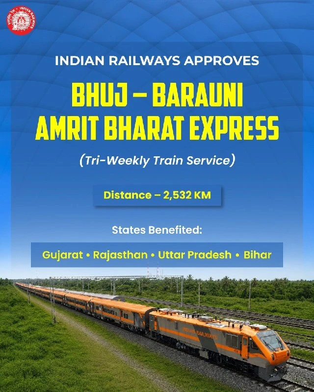 New Bhuj-Barauni Amrit Bharat Express: A Massive Connectivity Boost for West & East India!