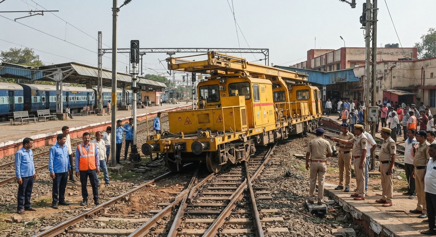 Tower Wagon Derails at Mandsaur Station