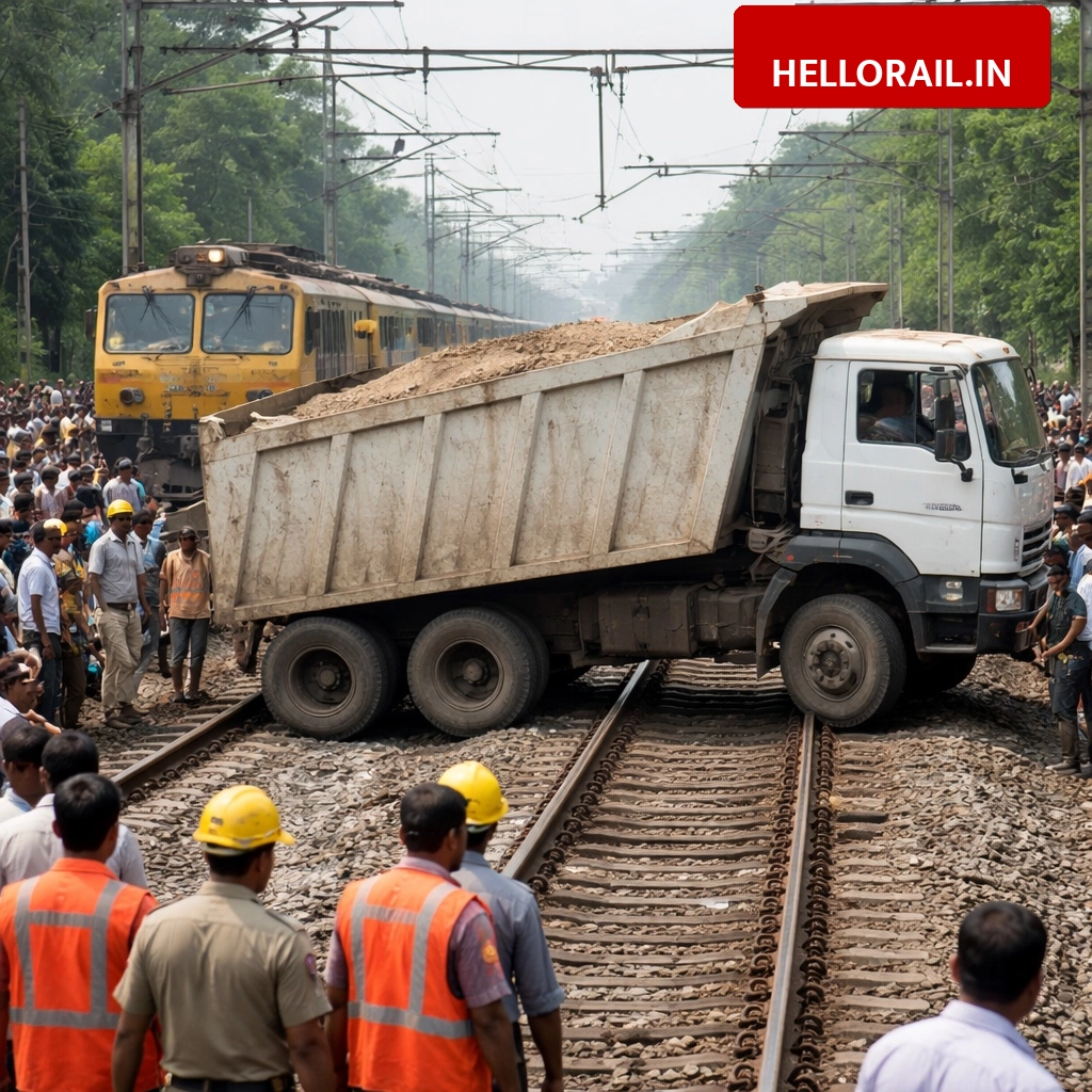 Deoria Railway Update: Truck stuck on track leads to one hour traffic disruption