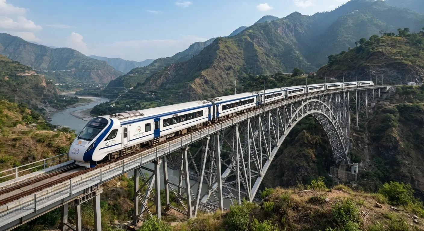 Vande Bharat Express hits 100 kmph speed on the world highest rail arch bridge