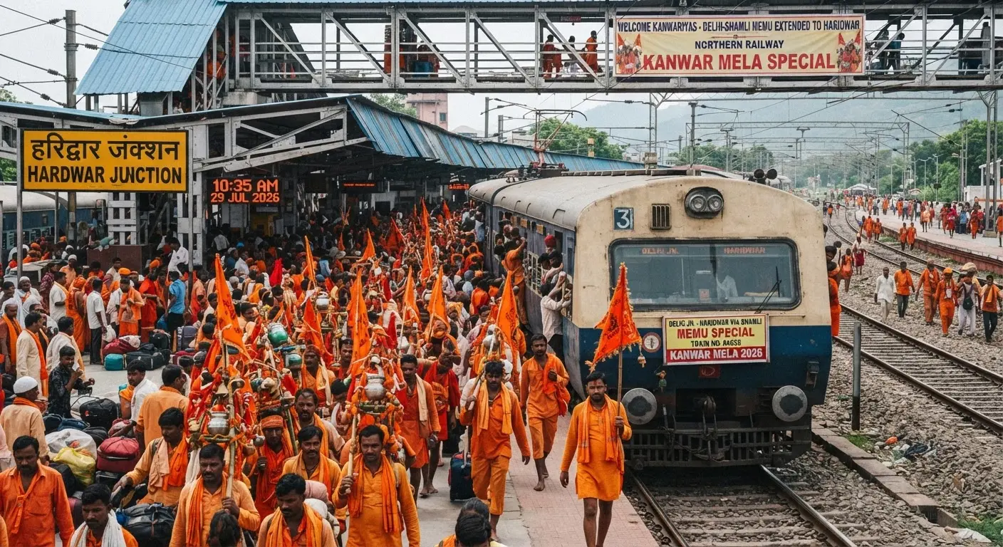 Northern Railway extends Delhi Shamli MEMU to Haridwar for Kanwar Mela 2026