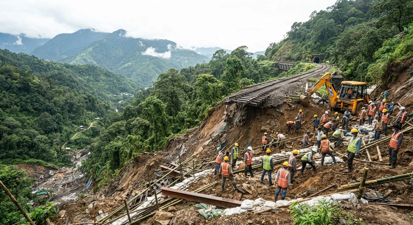 Northeast Frontier Railway reroutes trains following track collapse near New Harangajao station