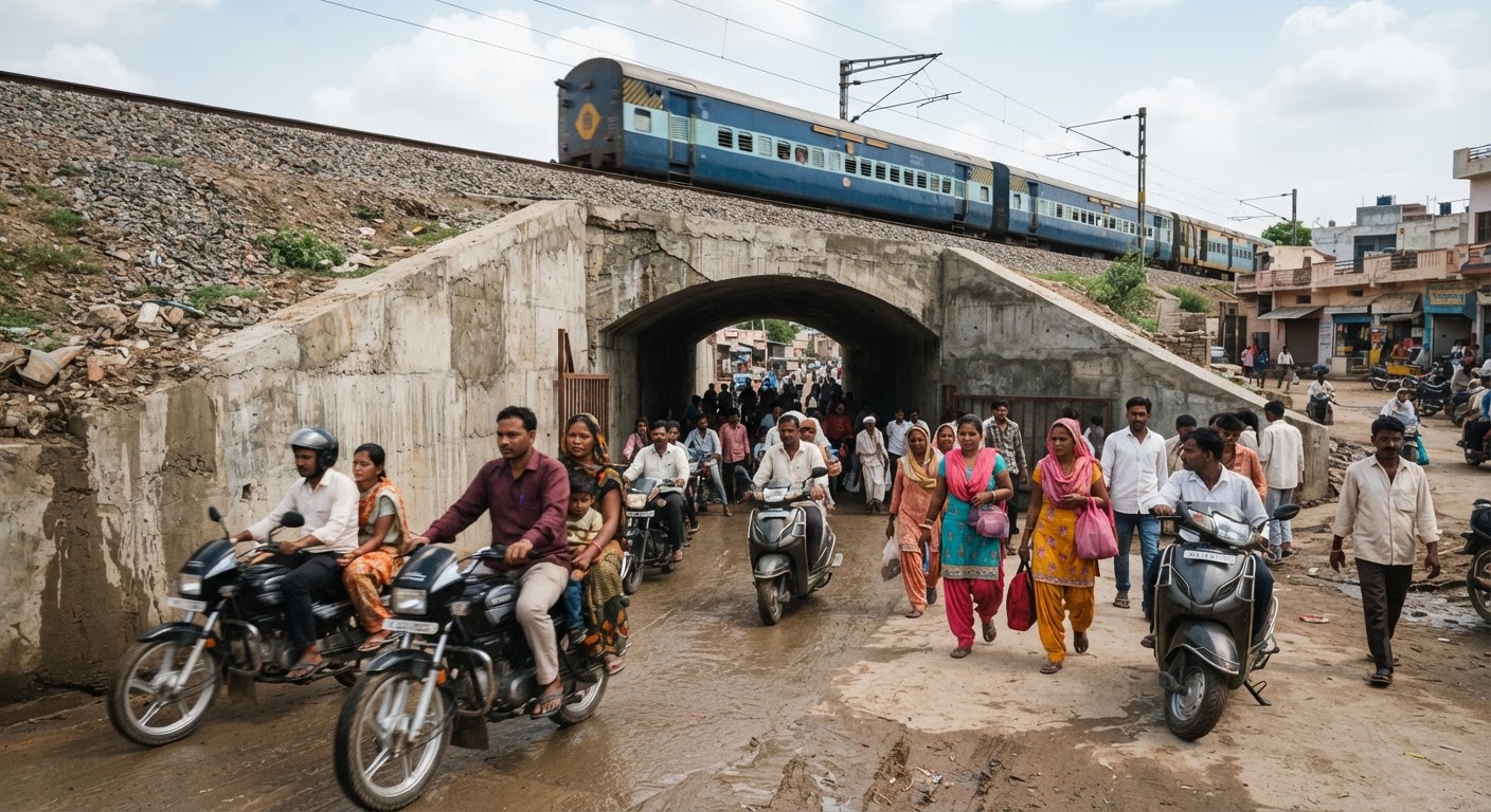 Chandarun Railway Underbridge in Degana Reopens for Pedestrians and Two Wheelers