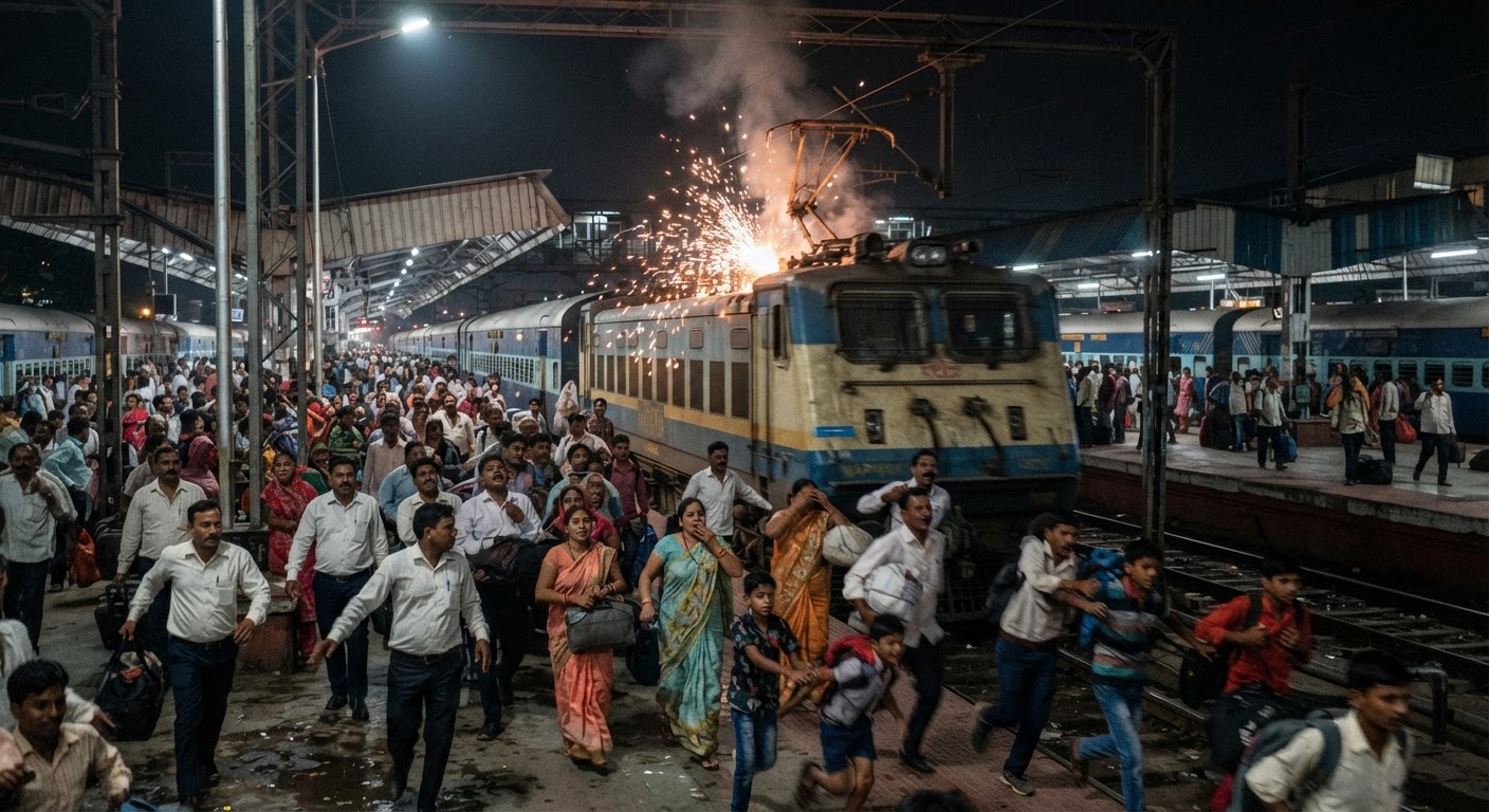 Pantograph Failure on Izzatnagar Express Causes Sparks at Gorakhpur Station