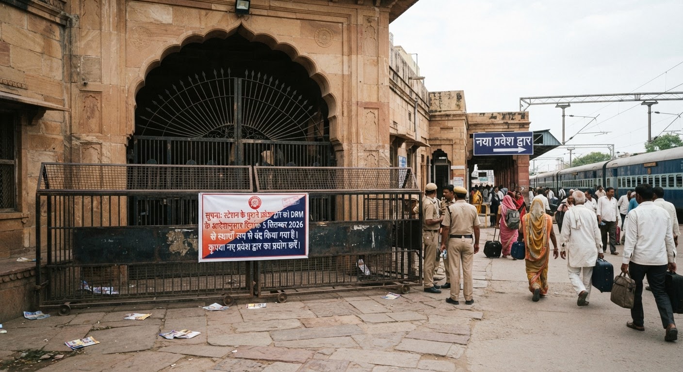 Degana Railway Station Closes Old Entry Gate On Official DRM Directive