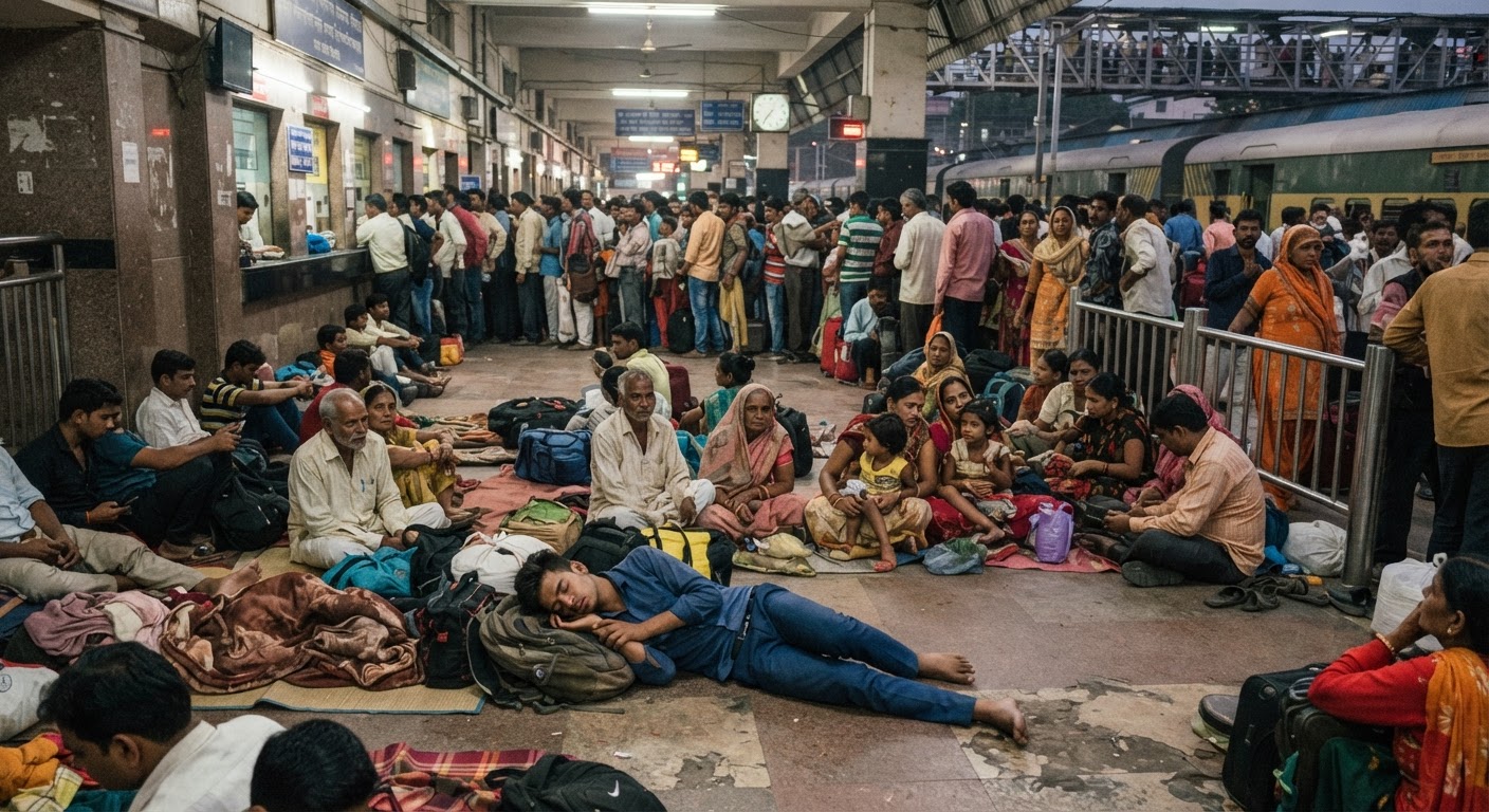 Anand Vihar Station Passengers Face Severe Seat Shortages Despite Expansion Plans