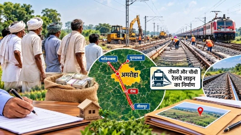 Amroha District Administration Begins Land Acquisition for Ghaziabad Moradabad Rail Line Expansion