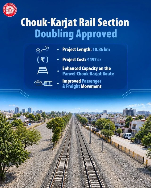 Indian Railways approves 497 crore doubling project for Chouk Karjat rail section