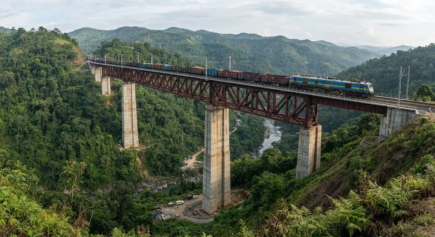Mizoram Bridge 144 stands as a towering engineering marvel of Indian Railways