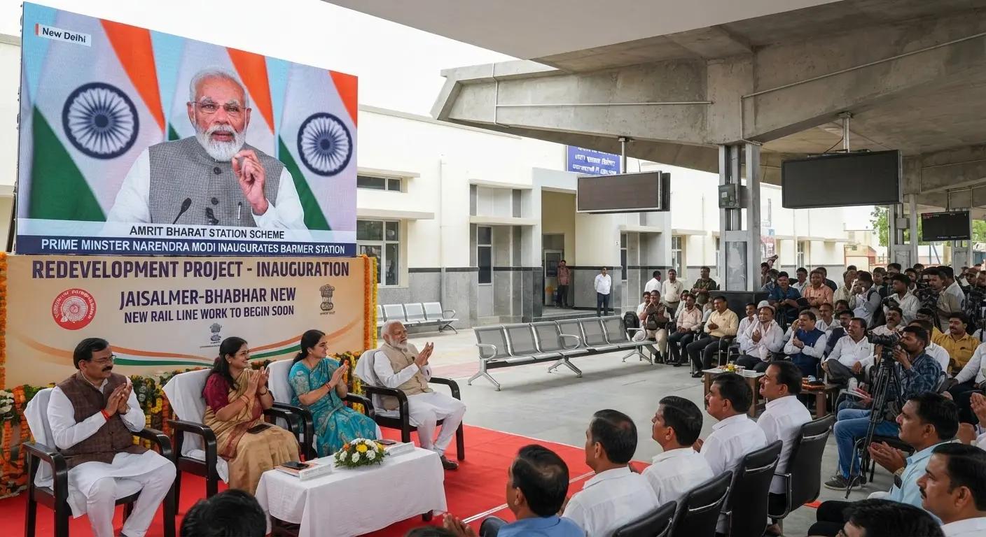 Prime Minister Modi inaugurates redeveloped Barmer railway station and announces new rail line