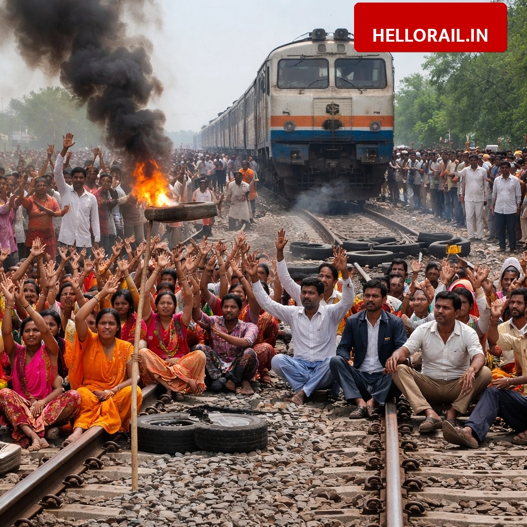 Dholpur-Gangapur City Railway Line: Villagers protest over blocked roads and demand underpasses