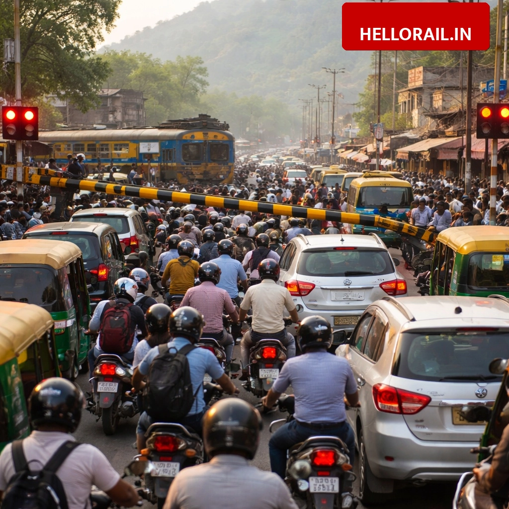 Haldwani Railway Crossing: Automatic gate malfunction causes traffic jam at Vanbhulpura-Gaulapar