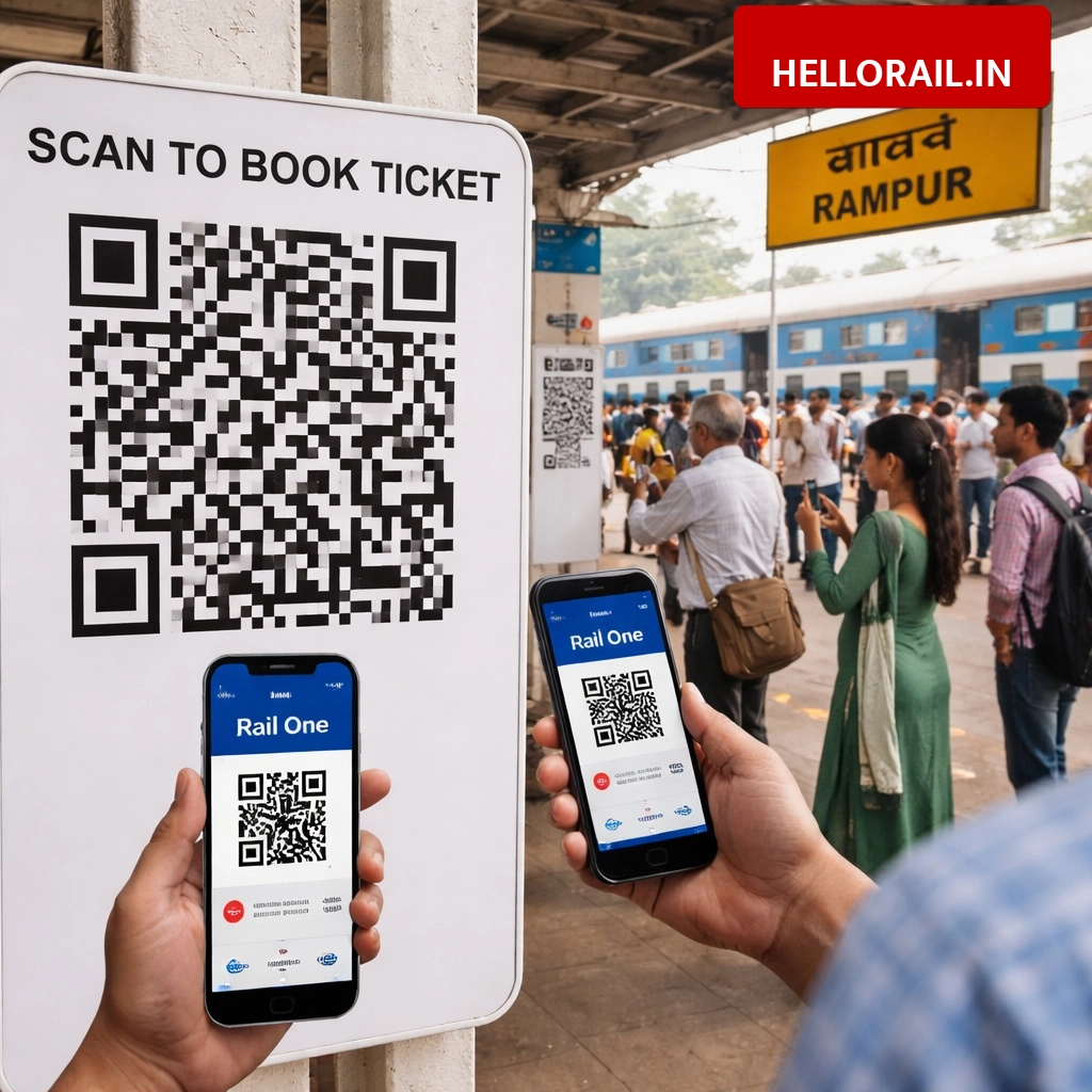 Rampur Railway Station: Barcodes installed for mobile ticket booking via Rail One app