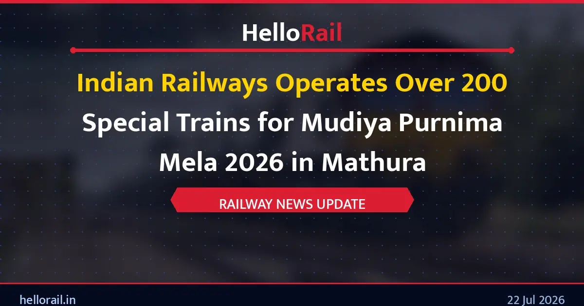 Indian Railways Operates Over 200 Special Trains for Mudiya Purnima Mela 2026 in Mathura
