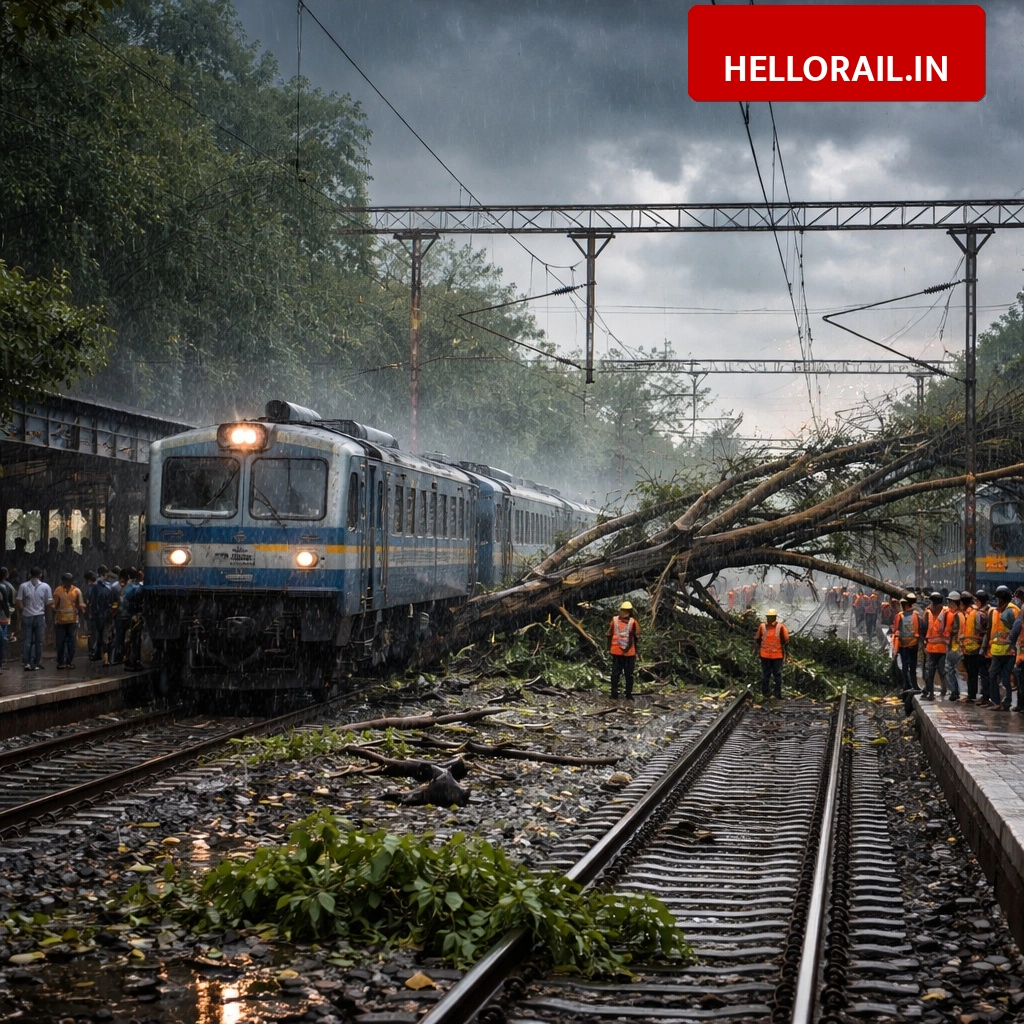 Orai Railway Station: Storm causes track blockage, several trains delayed on Jhansi-Kanpur route
