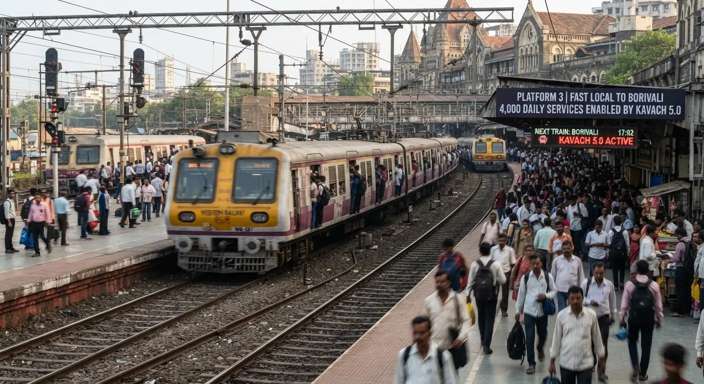 Mumbai Local Trains to Implement Kavach 5.0 for Two Minute Frequency and 4000 Daily Services