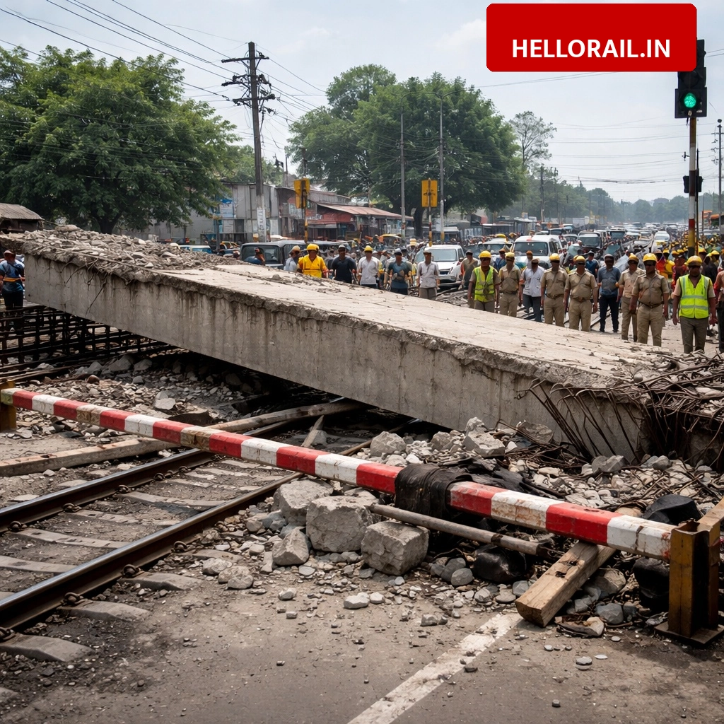 Railway Crossing Update: Beam collapse at Malgodam railway gate disrupts traffic