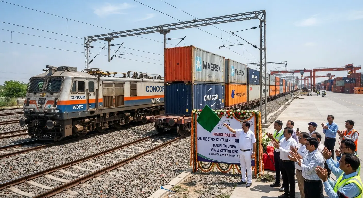 CONCOR launches double stack container train services from Dadri to JNPA on WDFC