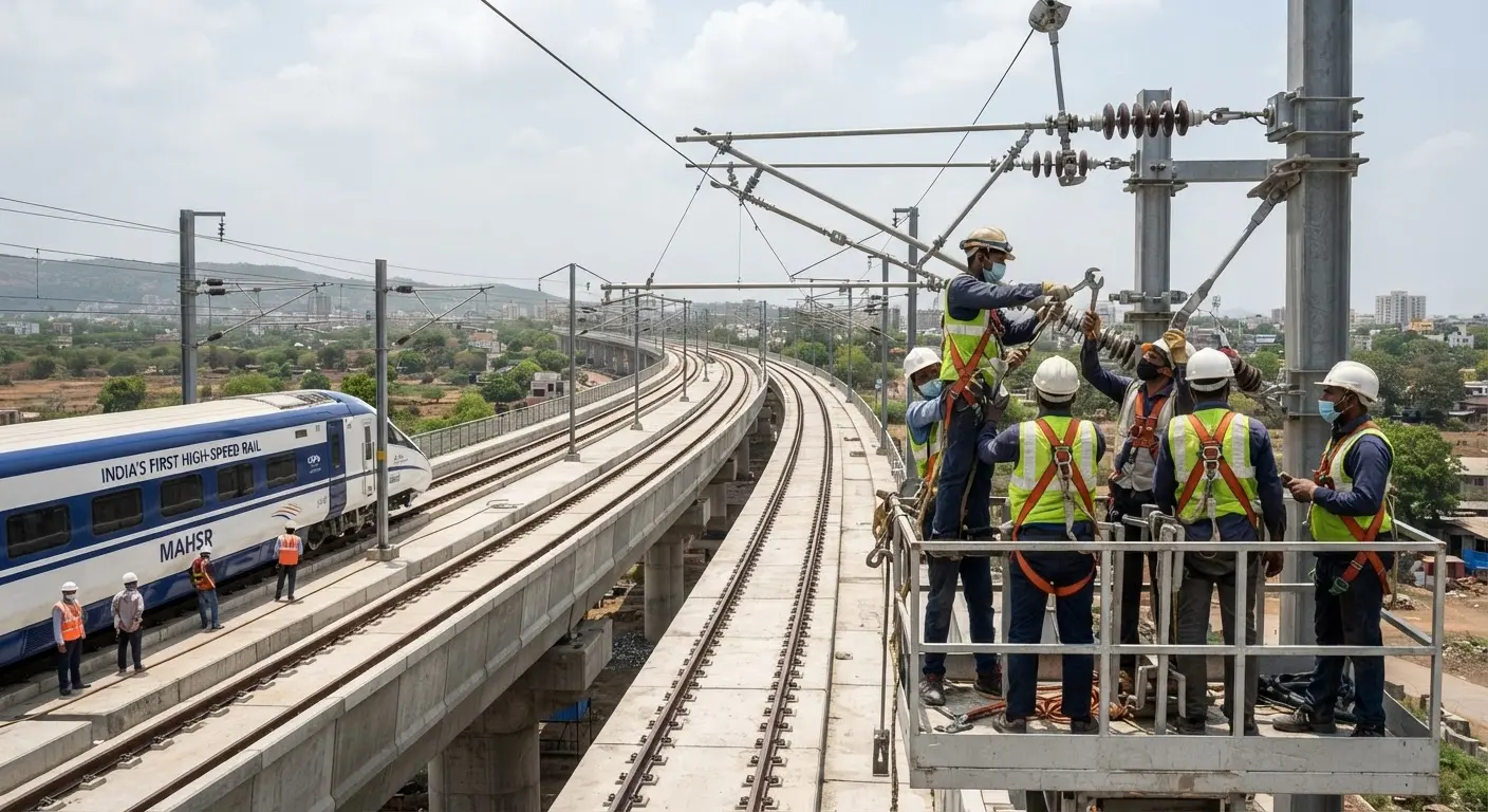 Mumbai Ahmedabad Bullet Train Project Adopts Indias First High Speed Electrification System