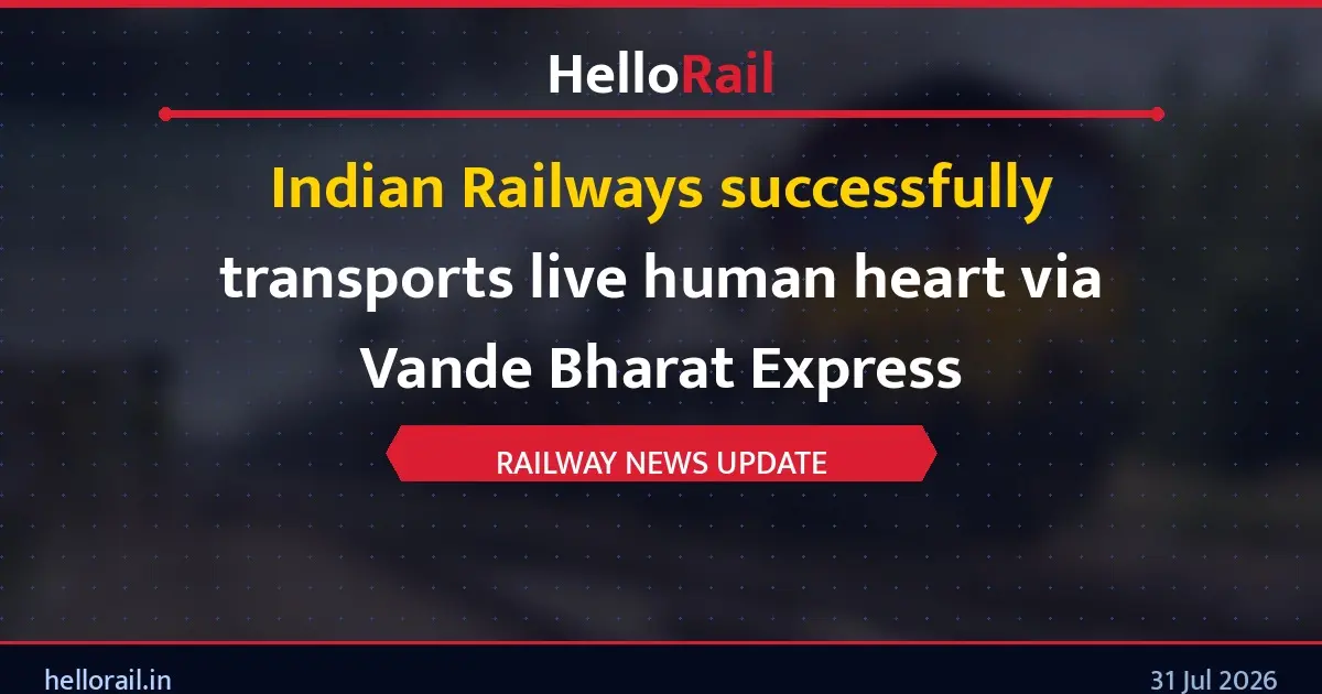 Indian Railways successfully transports live human heart via Vande Bharat Express