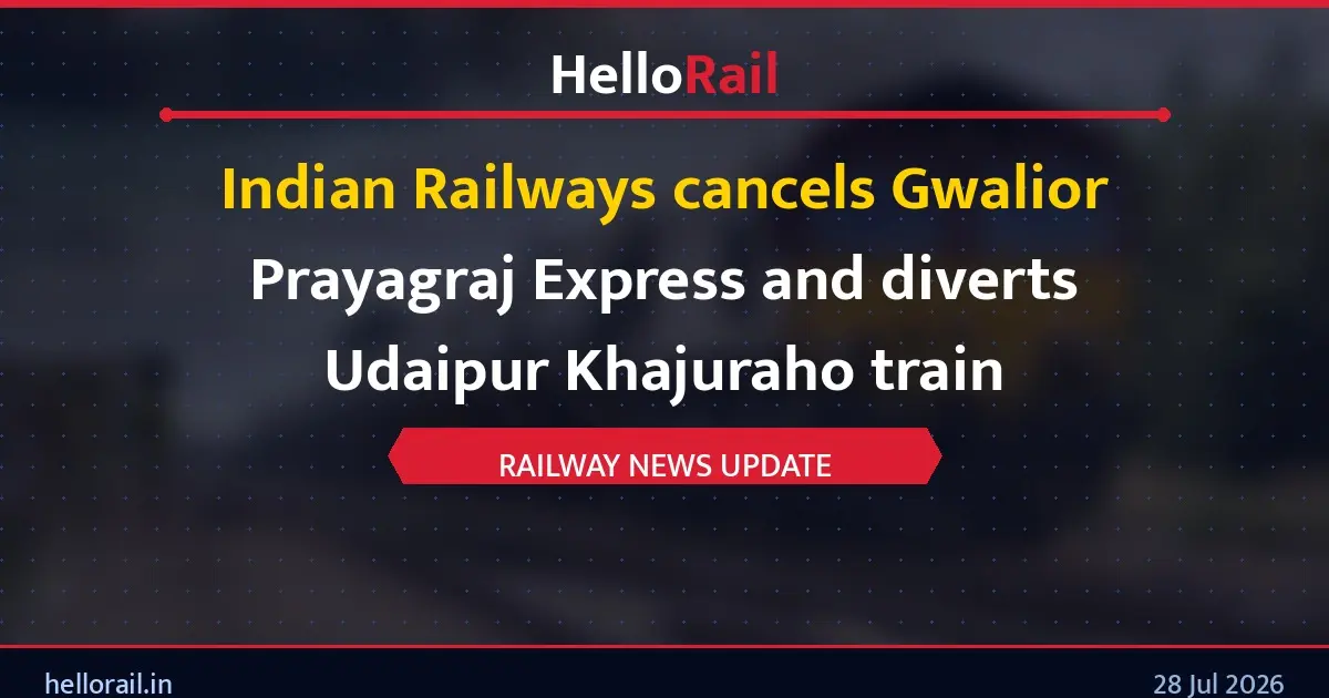 Indian Railways cancels Gwalior Prayagraj Express and diverts Udaipur Khajuraho train