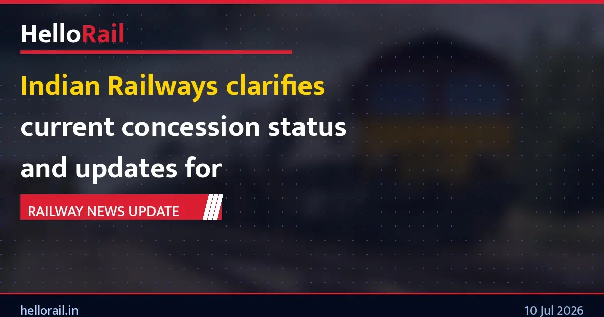 Indian Railways clarifies current concession status and updates for passengers