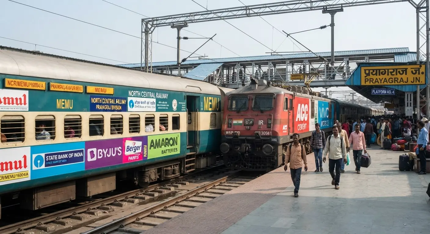 Prayagraj Division of Indian Railways starts exterior advertising on engines and MEMU trains