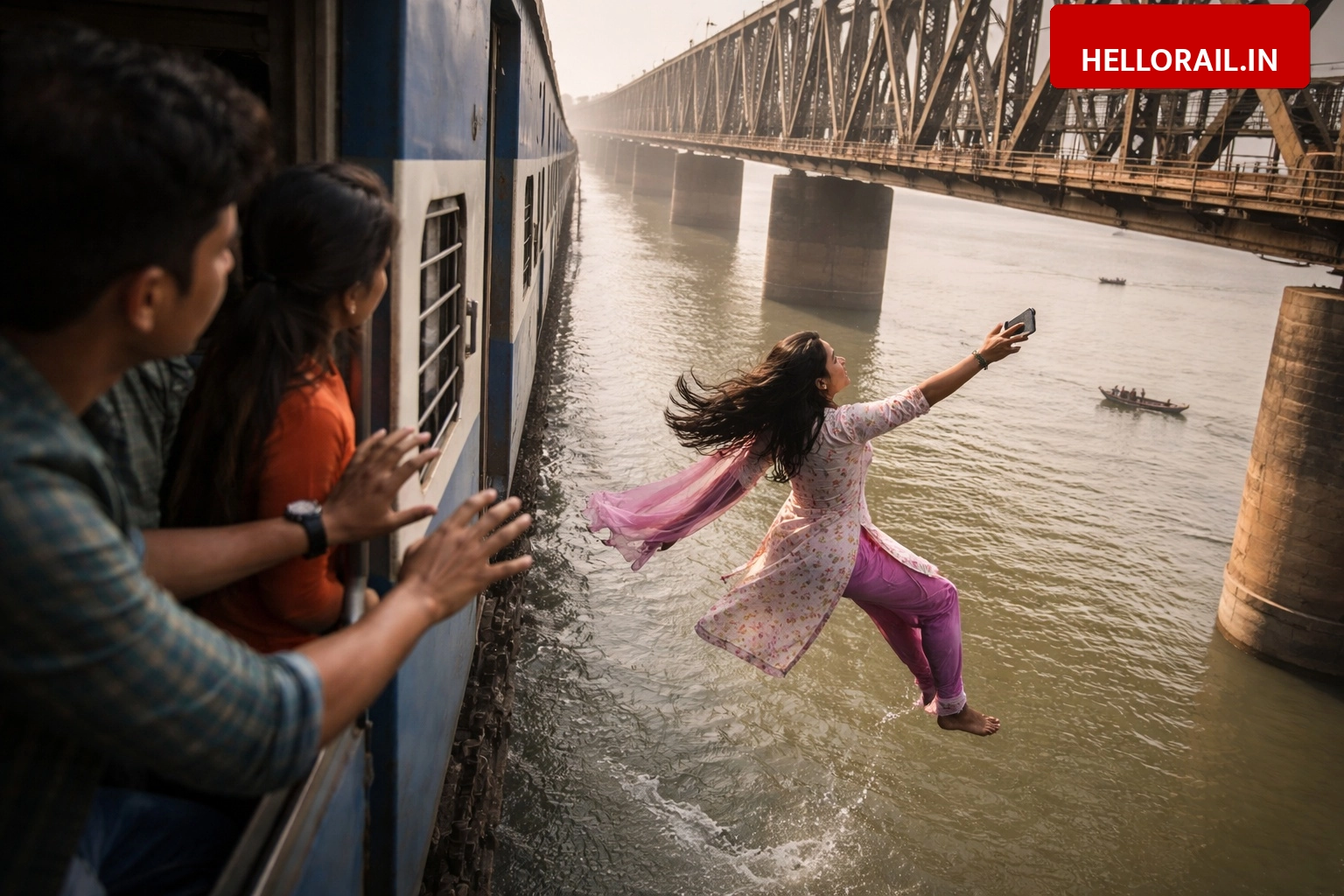 Rajyarani Express: Woman Falls Into Ganga From Rajendra Setu While Making Reel, Rescued by Locals
