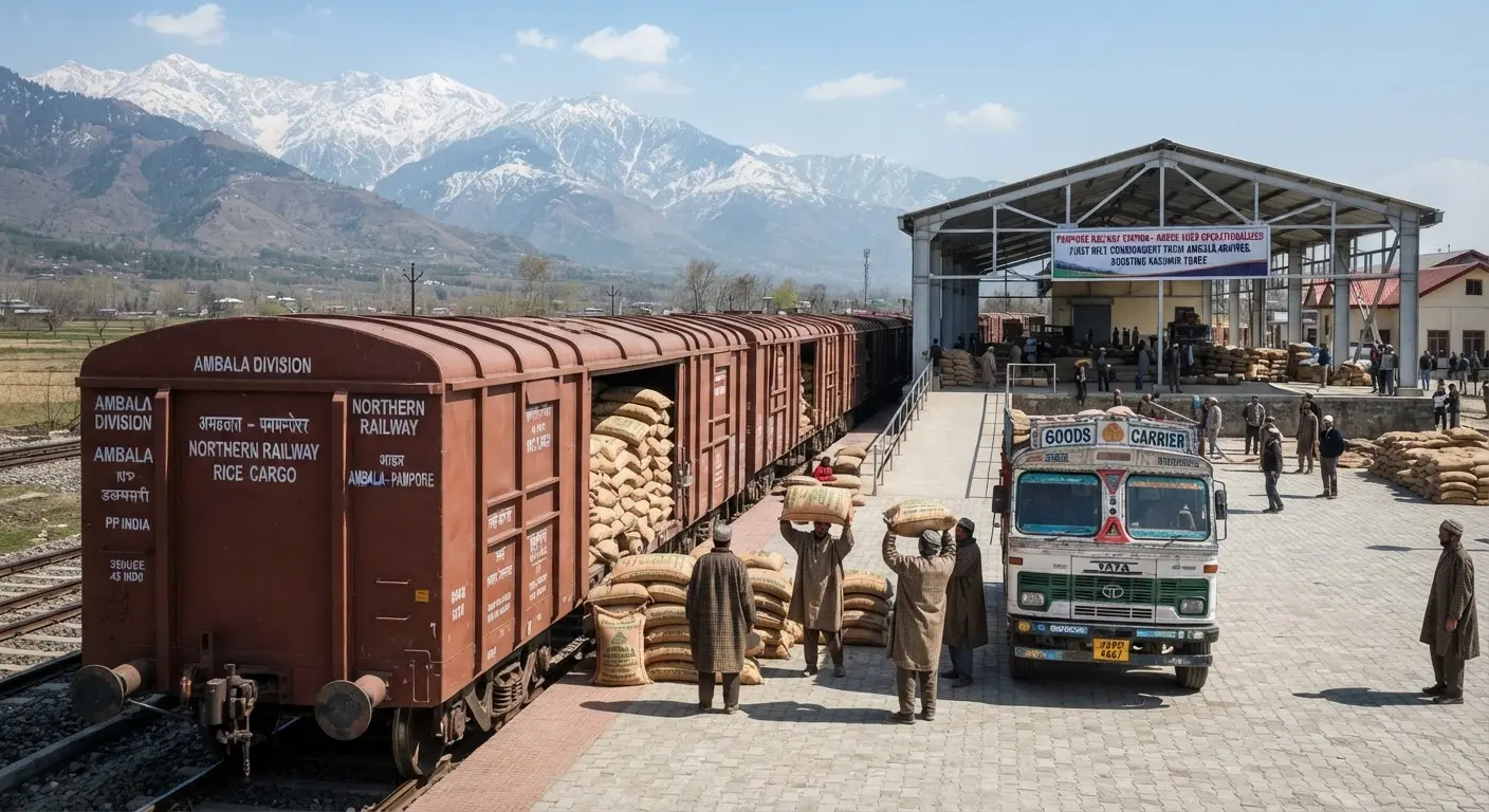 First Rice Wagon from Ambala Reaches Pampore Boosting Kashmir Logistics