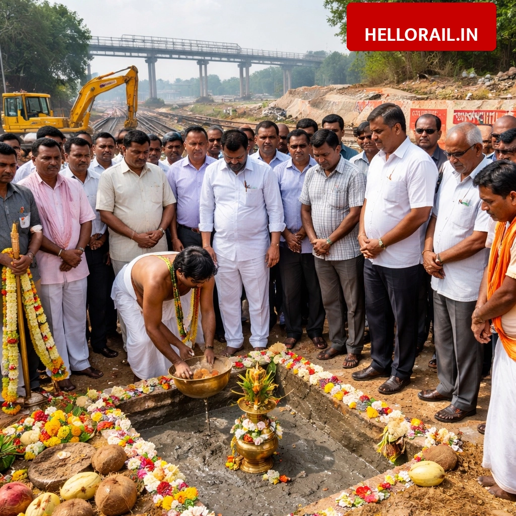 Railway Infrastructure Update: Road Under Bridge foundation stone laid at Kallipalya Gate in Gubbi