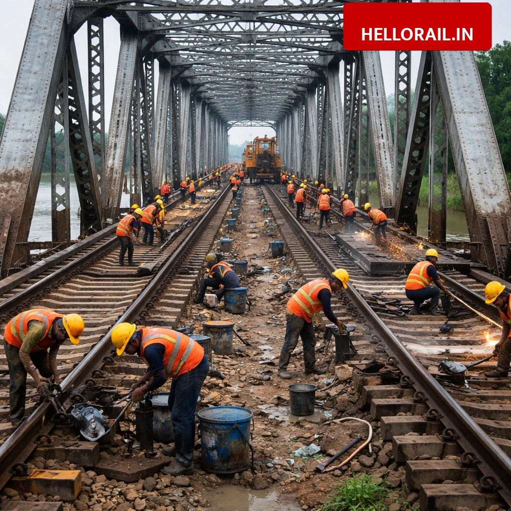 Railway safety boost: Repair work intensified for Chandan River bridge in Banka