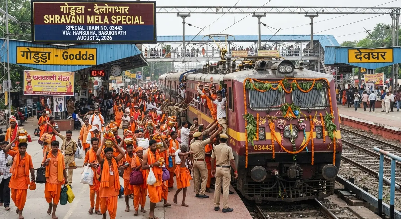 Indian Railways launches weekly Godda Deoghar special trains for Shravani Mela 2026
