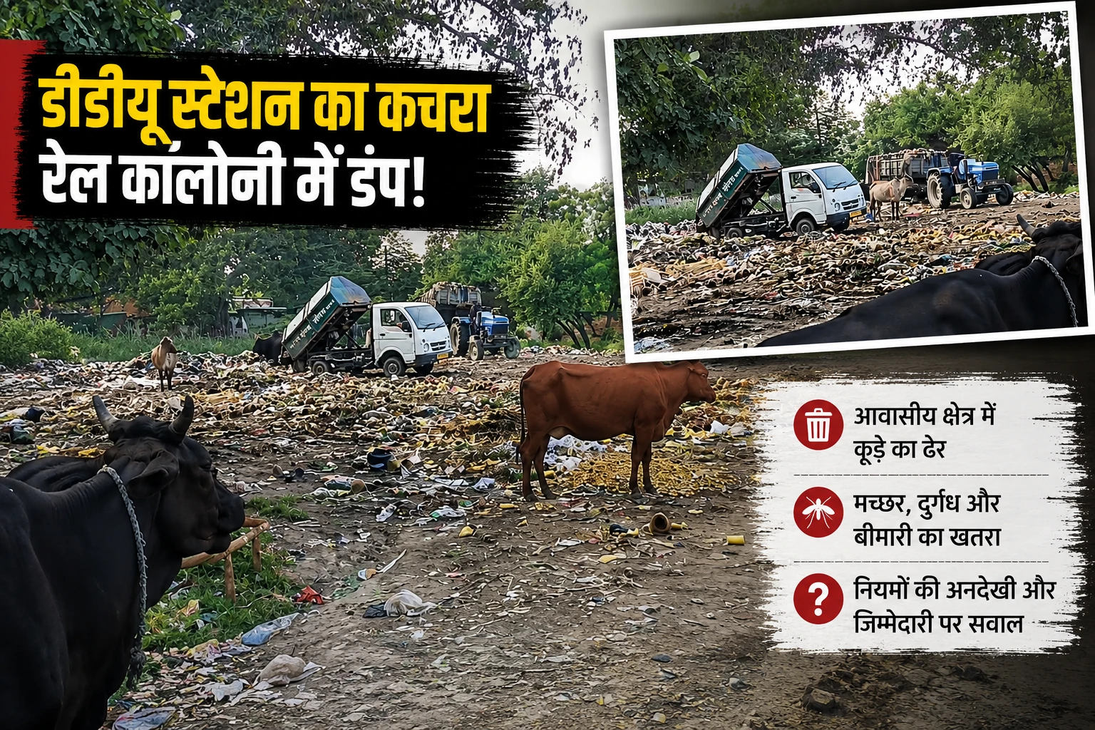 Railway authorities face heat over garbage dumping near DDU station residential colony