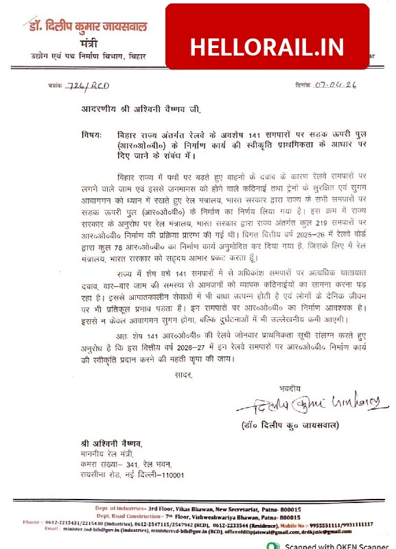Rail Ministry New Decision: 219 Railway Overbridges to be Built in Bihar, 78 Projects Approved for 2025-26